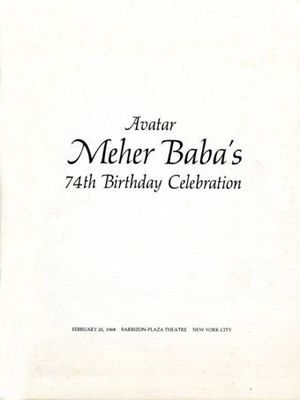 Avatar Meher Baba’s 74th Birthday Celebration