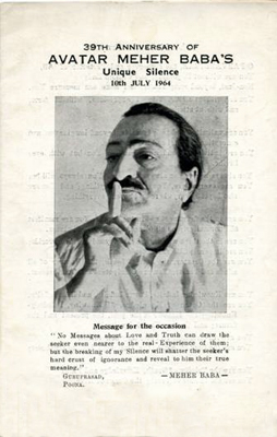 Avatar Meher Baba’s Unique 39th Silence Anniversary 